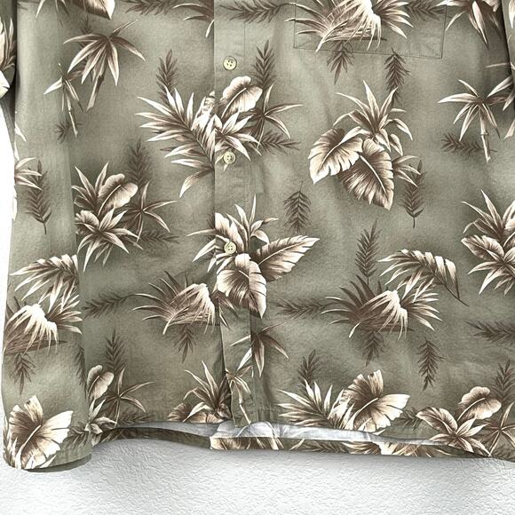 Batik Bay Green Hawaiian Leaf Print Cotton Button Front Short Sleeve Shirt XXL - Picture 6 of 13